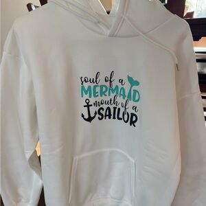White 'Soul of a Mermaid' Graphic Hoodie Sweater